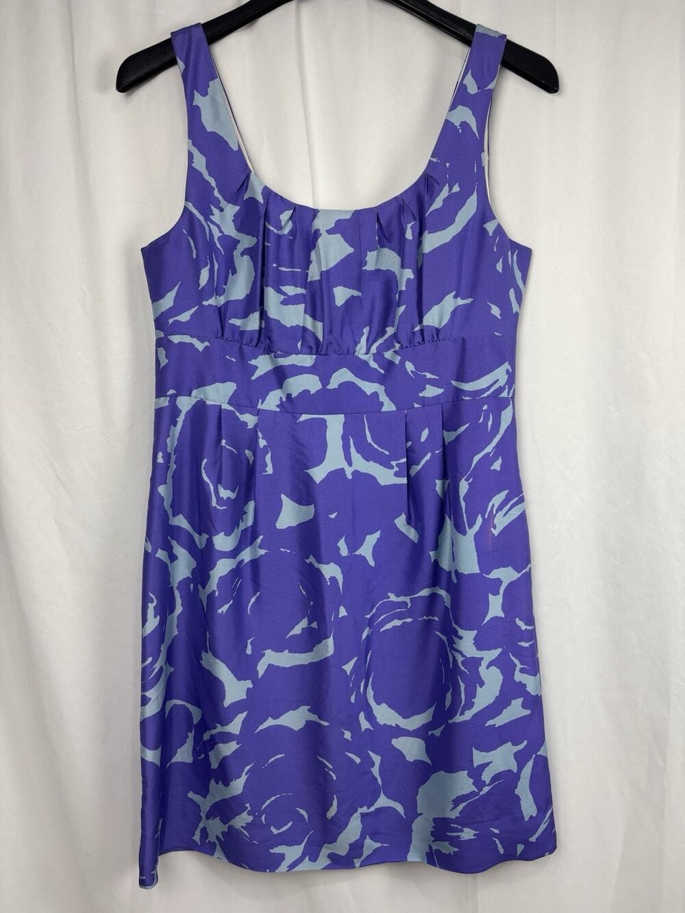 J. Crew Women's Purple Blue Silk Floral Print Sheath Dress Size 12 Lined